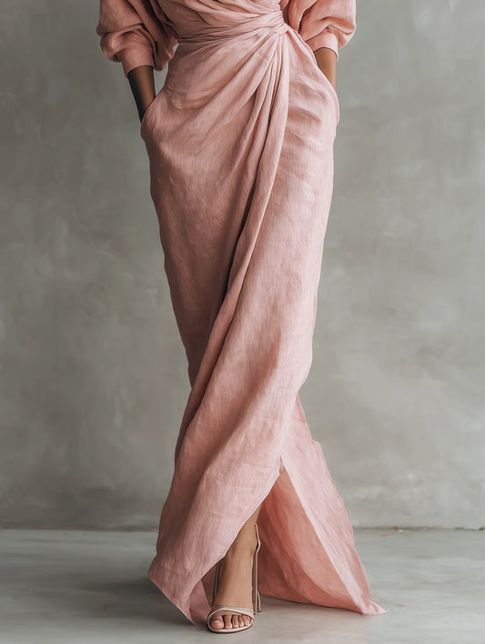 Juna - vestido largo minimalista con escote en V