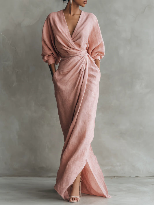 Juna - vestido largo minimalista con escote en V