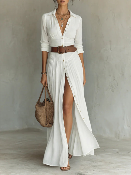 Suzanne - vestido largo con cuello vuelto